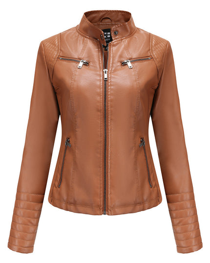 Women's Leather Thin Motorcycle Clothing Short Chic Women's Jacket