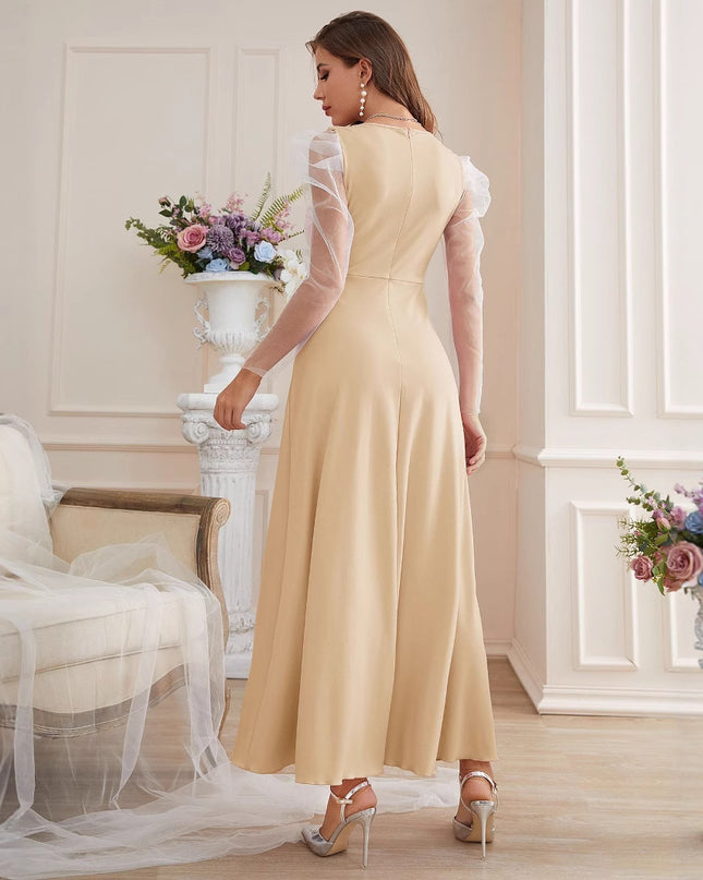 Fashion Elegant Mesh Sleeves Women's Dress