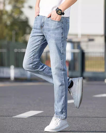 Summer Thin Jeans Men's Slim-fit Straight Trousers