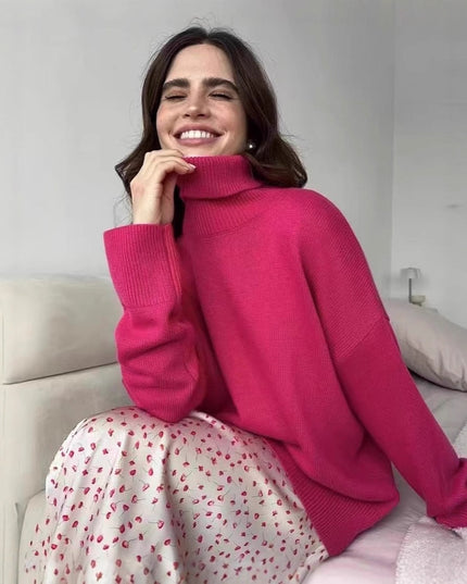 Autumn And Winter European And American Loose Basic Style Solid Color Pullover