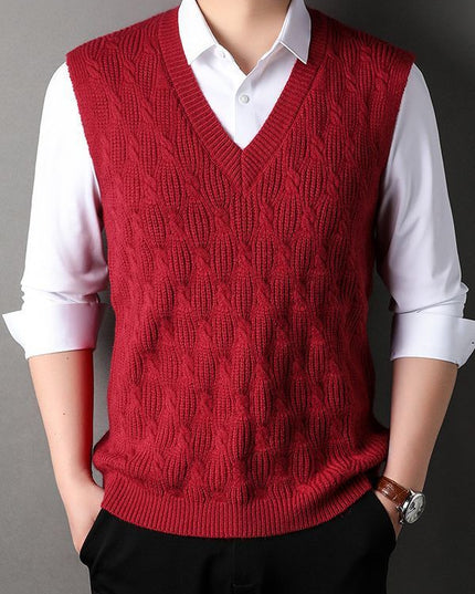 Woolen Vest Men's Twisted Loose Middle-aged Knitted Dad Vest Base Sleeveless Shirt Wholesale