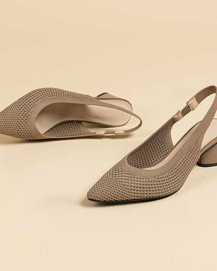 Hollow-out Knitted Closed Toe Back Empty Strap Sandals Pointed Toe