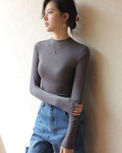 Slim Look Inside Half High Collar Base T Shirt