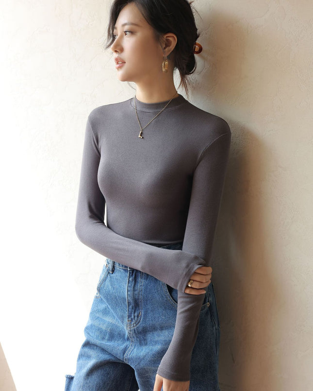 Slim Look Inside Half High Collar Base T Shirt