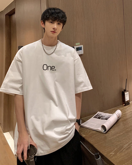Summer Pure Cotton Plus Size Men's Letter Short Sleeve