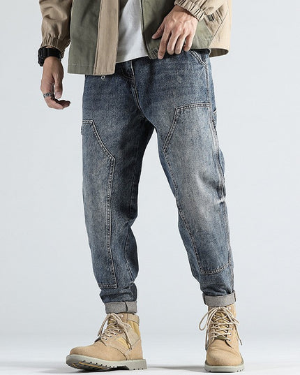 Retro Straight Loose Plus Size Tooling Jeans Men