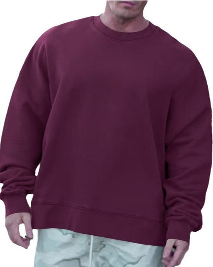Round Neck Sweater Fleece Light Board Solid Color Pullover