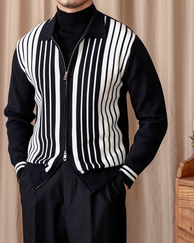 Autumn And Winter Wild Striped Cotton Men's Cardigan Commuter Trendy Men