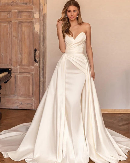 Satin Sheath Sexy Backless High Waist Slimming Trailing Two-way Detachable