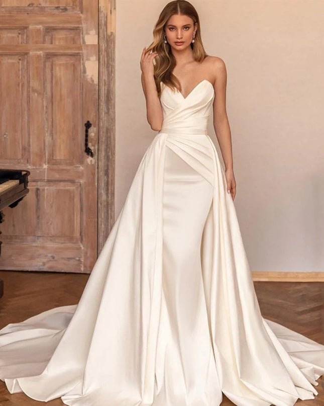 Satin Sheath Sexy Backless High Waist Slimming Trailing Two-way Detachable