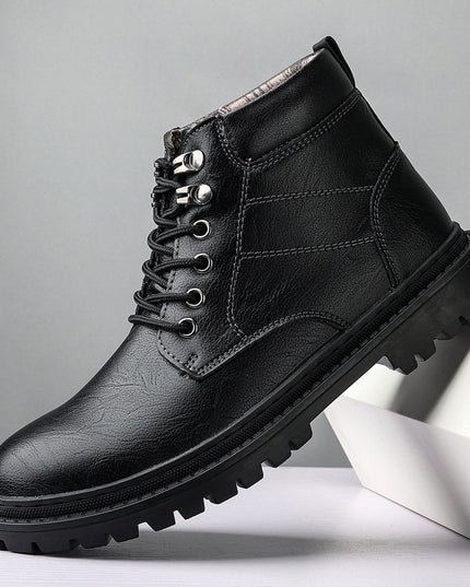 Men's Autumn Leisure Tooling Middle Tube Non-slip Wear-resistant Leather Boots