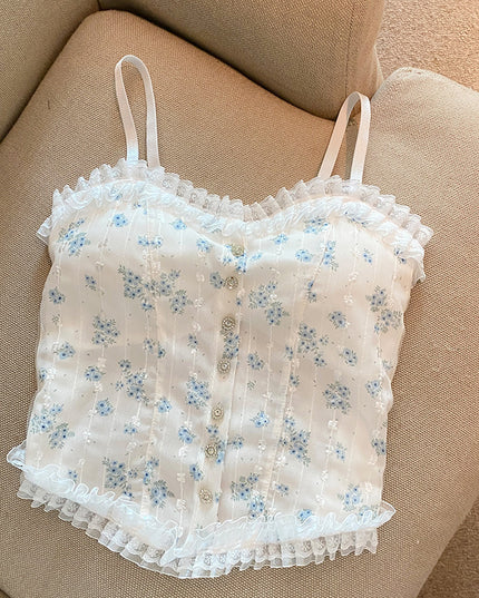 Sweet Lace Floral Small Sling Beauty Back Vest