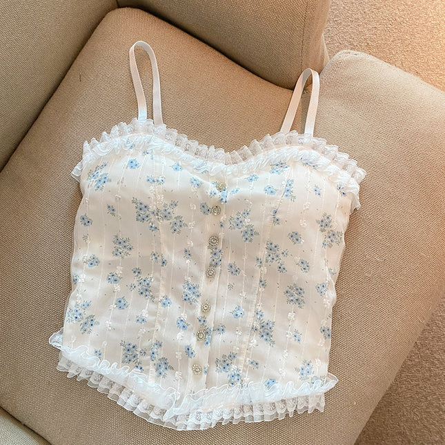 Sweet Lace Floral Small Sling Beauty Back Vest