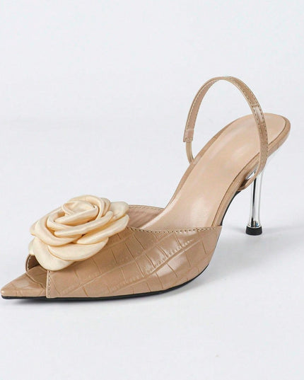 Women's Three-dimensional Flower Peep Toe Shoes High Heel Sandals