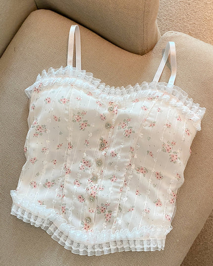 Sweet Lace Floral Small Sling Beauty Back Vest