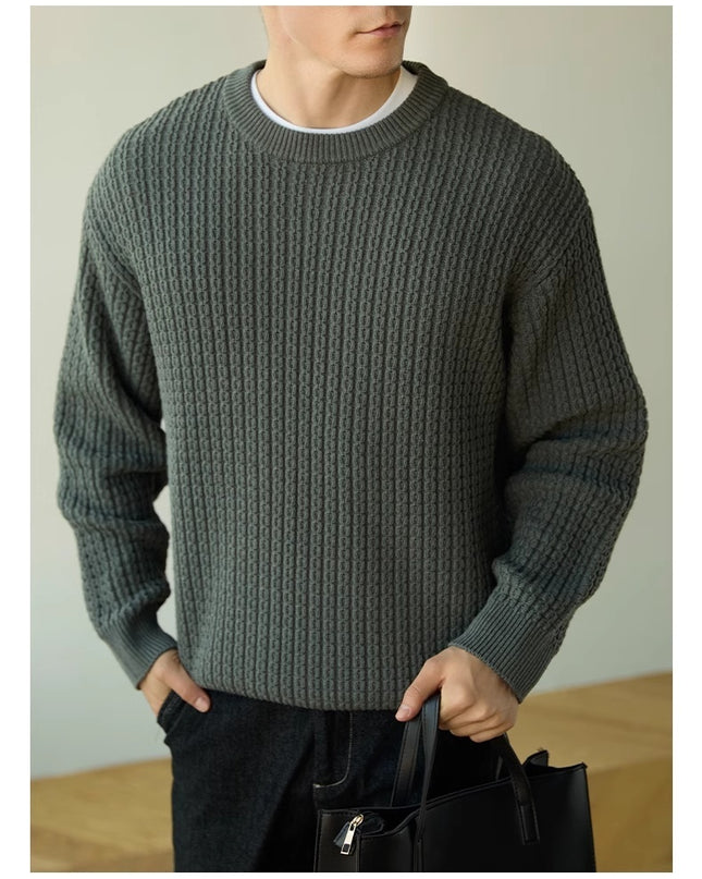 High-end Long Sleeve Loose Round Neck Men's Knitwear