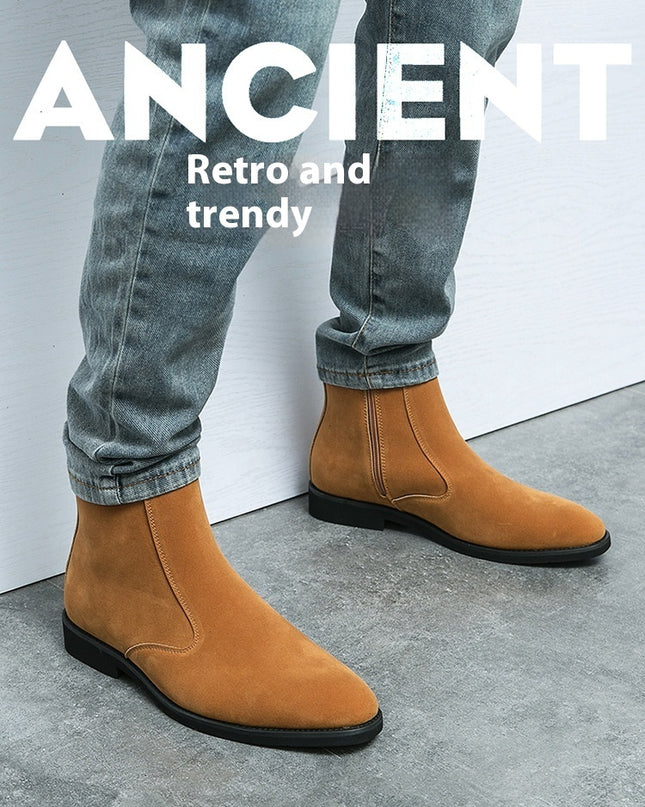 Suede Chelsea Men's British Trend Casual High Top Ankle Boots