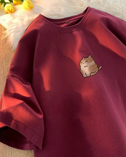 Youth Oversize Versatile Loose Round Neck Half Sleeve