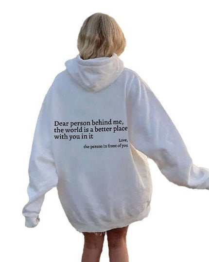 Letter Printing Versatile Casual Long Sleeve Pullover Loose Hooded