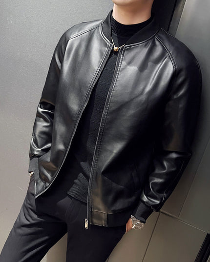 Men's Slim Fit Trendy Handsome Washed Leather Jacket