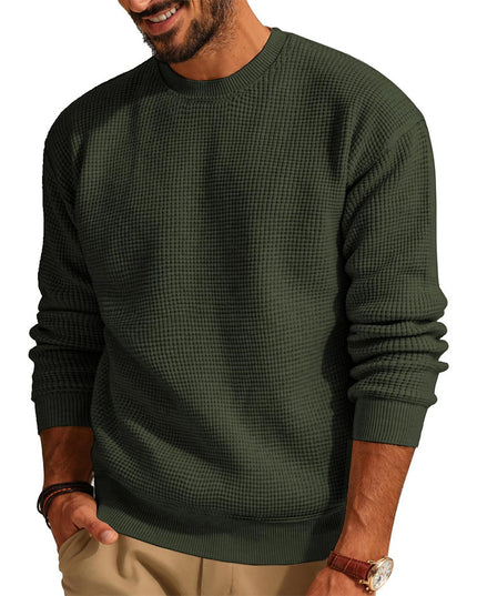 Men's Fashion Solid Color Waffle Casual