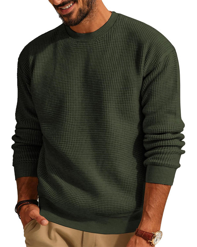 Men's Fashion Solid Color Waffle Casual