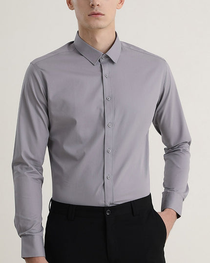 Long Sleeve White Shirt Men's Solid Color Stretch Slim-fitting Iron-free Anti-wrinkle Business Casual Men's Business Wear