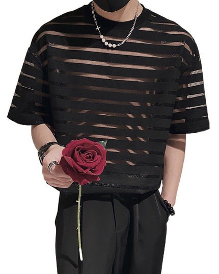 Men's Short Sleeve Thin Hollow T-shirt