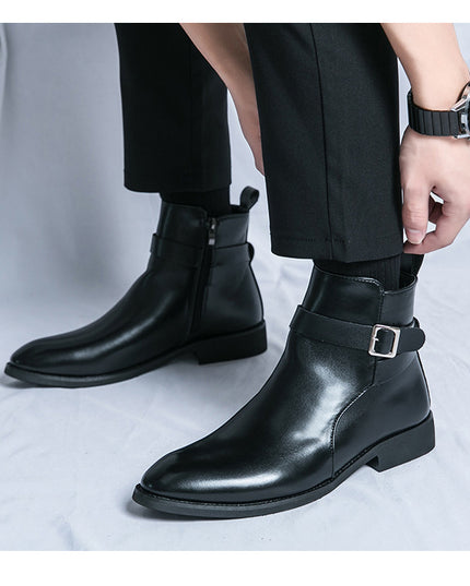 Plus Size Chelsea Boots Men's Fashion High-top Leather Shoes