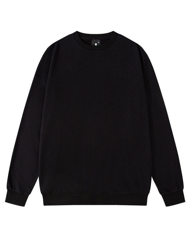 Men's Solid Color Pullover Sweatshirt Loose Round-neck Top Couple College Style Solid Color Clothes