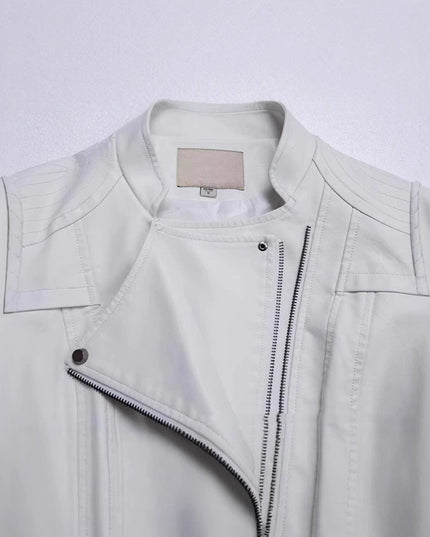 New Women's Leather Top Coat European And American Fashion Motorcycle Slim Fit Short Leather Jacket Jacket Zipper One Generation