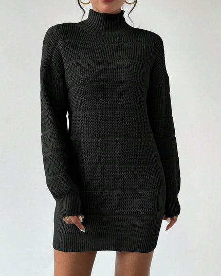 European And American Autumn And Winter Half-high Collar Knitwear Dress