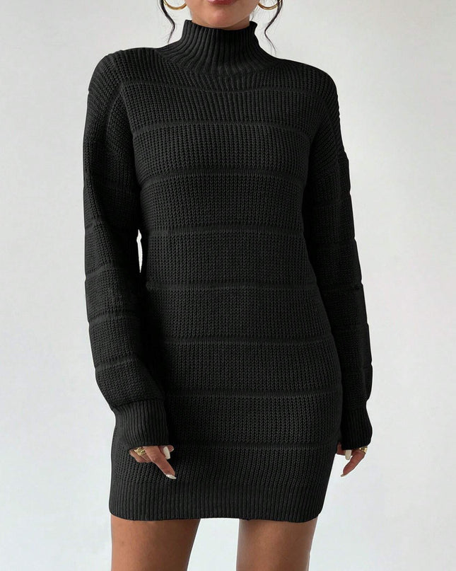 European And American Autumn And Winter Half-high Collar Knitwear Dress
