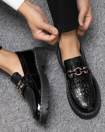Glossy Casual Men's Youth British Leather Shoes