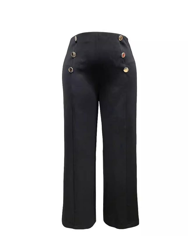 Plus Size Women's Casual Tight Straight-leg Trousers