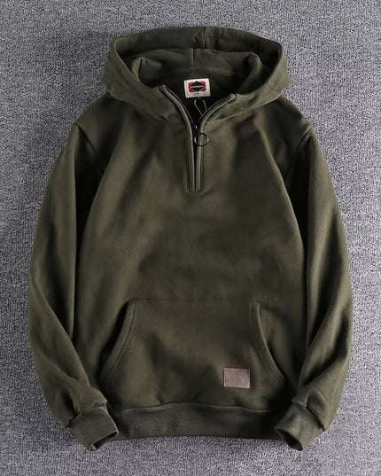 Thickened Half Zipper Open Collar Hooded Trend Men's Sweater