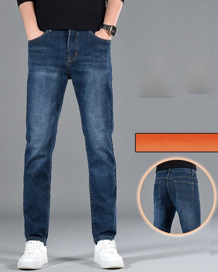 New Slim Fit Youth Casual Straight-leg Cotton Jeans Men