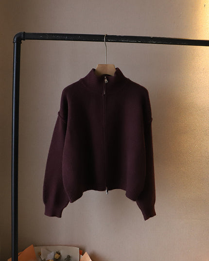 Loose All-match Solid Color Premium Sweater Coat