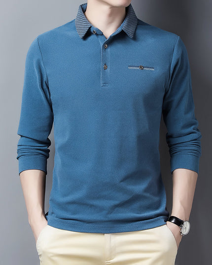 Thickened Bottoming Shirt Middle-aged Lapel De Velvet Solid Color Long-sleeved T-shirt