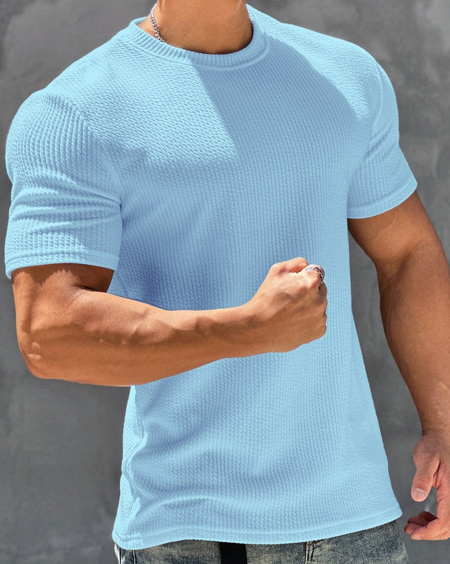 Sports And Fitness Short Sleeved Men's Textured Quick Drying T-shirt