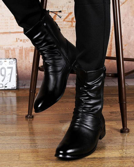 British Fashion Leather Pointed Men's Boots