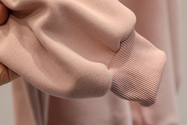 Fleece-lined Thick Lazy Round Neck Loose Sweatshirt Women