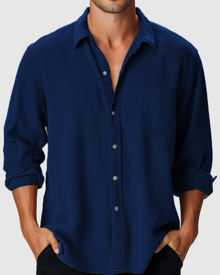 Pure Color Men's Beach Holiday Fashion Shirt
