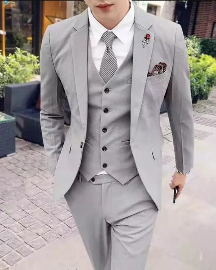 Suit Set Three-piece Set Men's Korean Style Slim Fit Business
