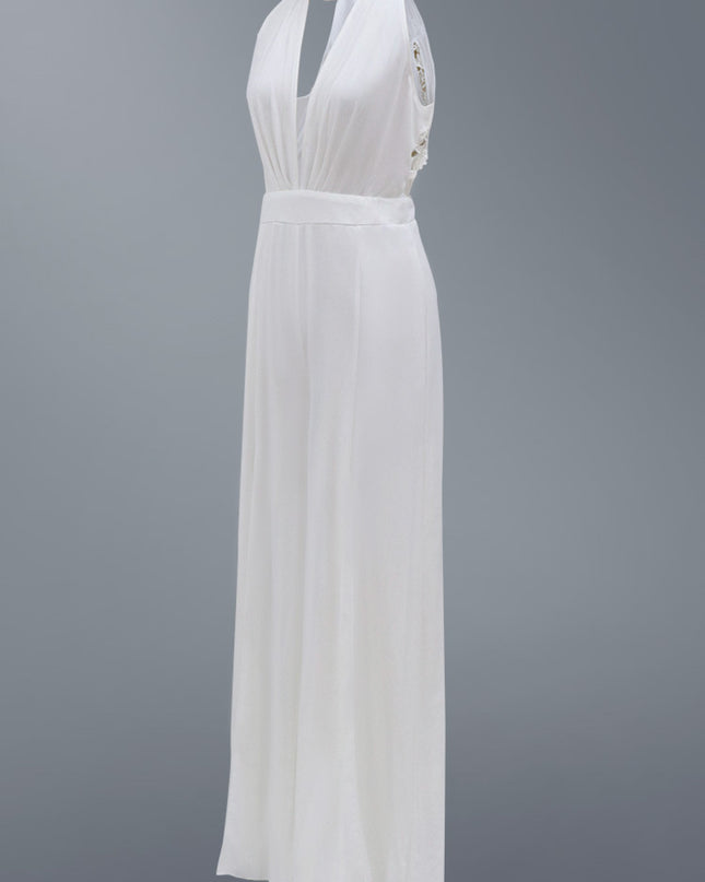 Sexy Deep V Halter Jumpsuit Casual Trousers