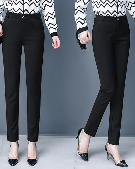Blue Suit Pants Spring Women's High Waist Career Figure Flattering Drape Skinny Pants