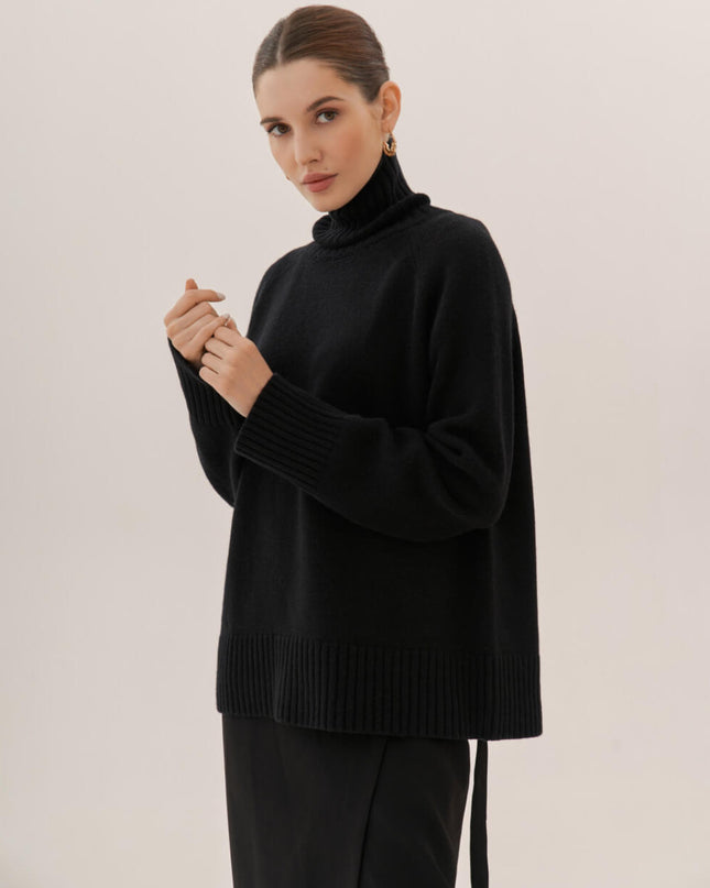 Elegant Commuter's All-matching Solid Color Raglan Sleeve Sweater For Women