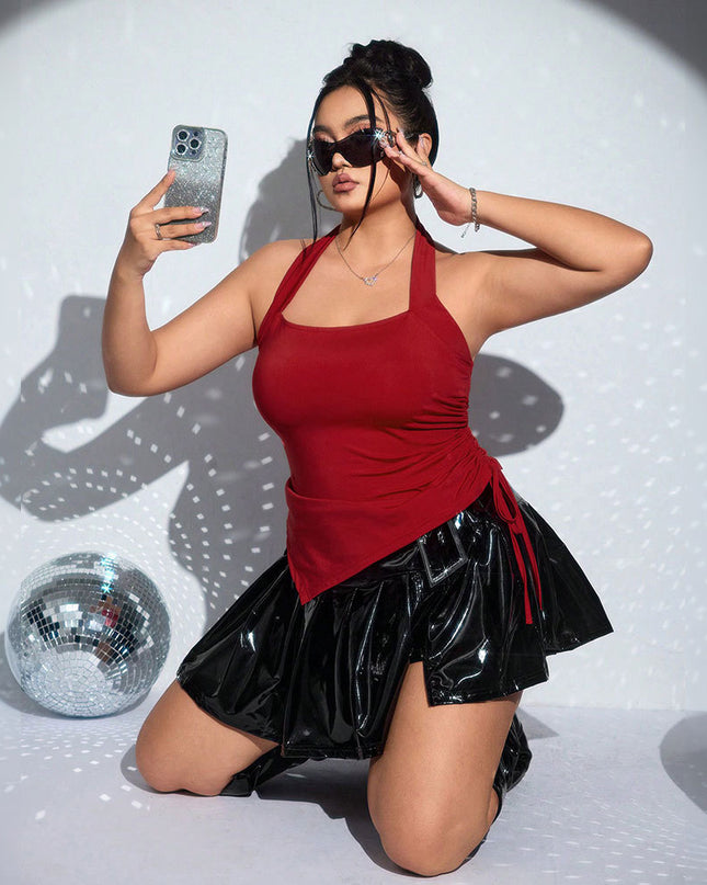 Plus Size Women's T-shirt SpringSummer New Sexy Halter Sleeveless Top