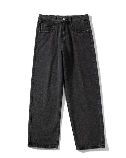 Men’s Retro Washed Denim Jeans – Straight Leg Cotton Pants
