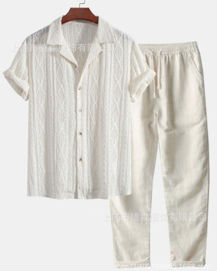 Loose Short Sleeve Shirt Trousers Suit Men